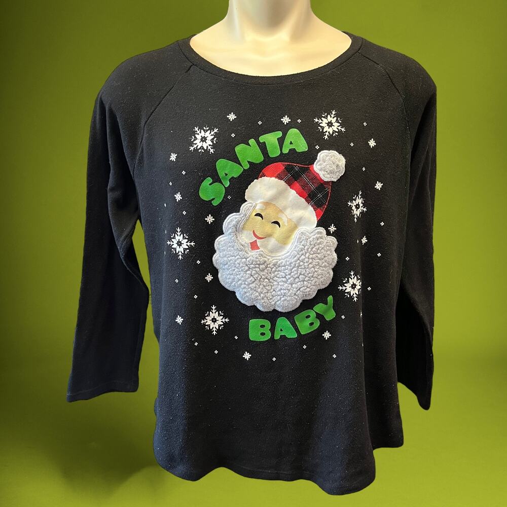 Santa Baby Christmas Sweater Sherpa Beard Holiday XXL Vintage 3D Warm Cozy Comfy